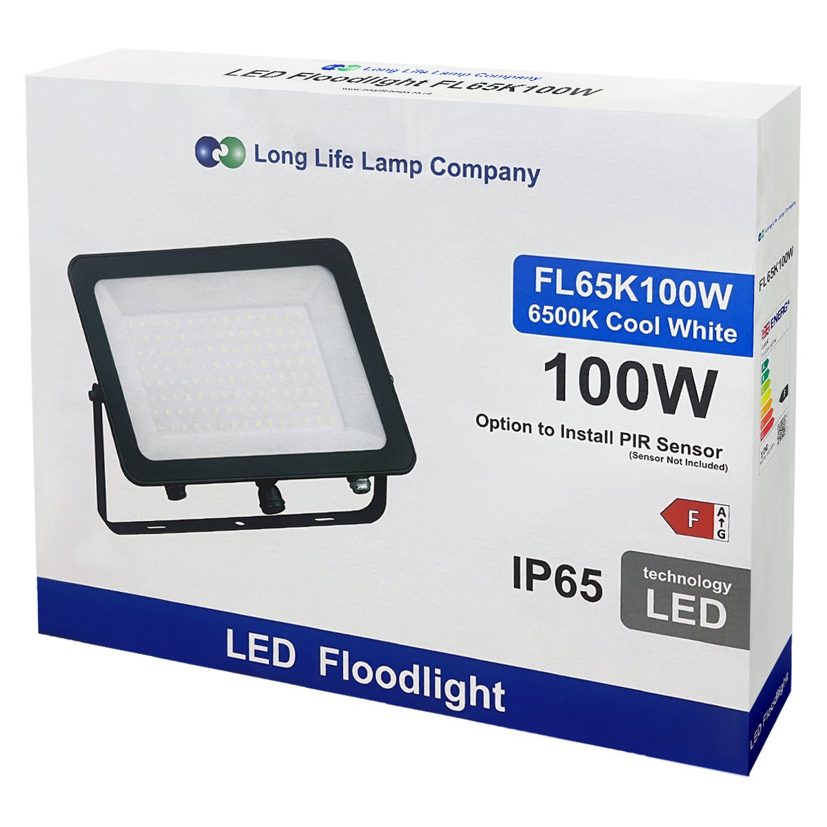 100W LED Floodlight 6500K IP65 | Optional PIR FL65K100W - Free delivery on all orders