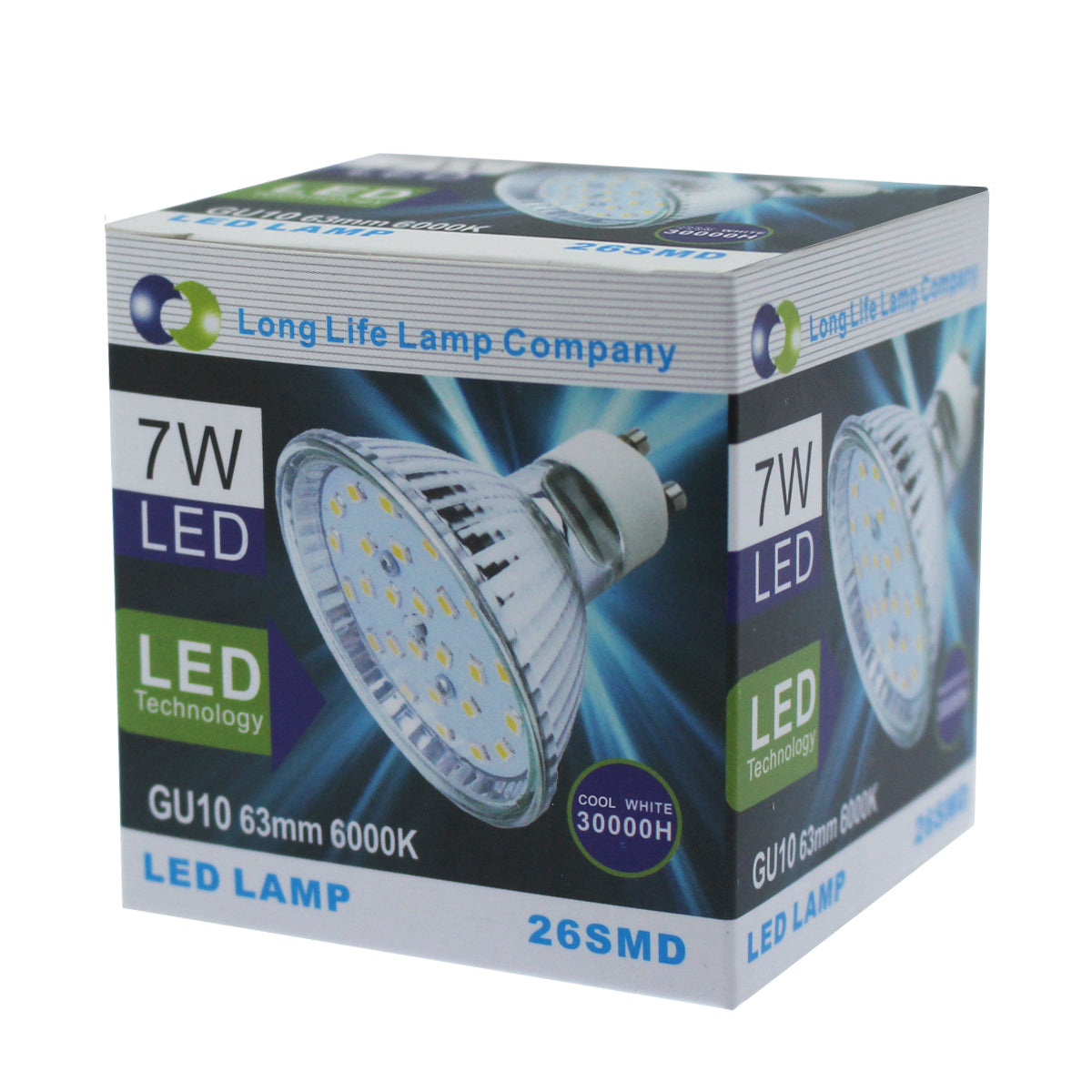 7w 63mm GU10 LED Cool White Replacement for 63mm Halogen Bulb - Free delivery on all orders