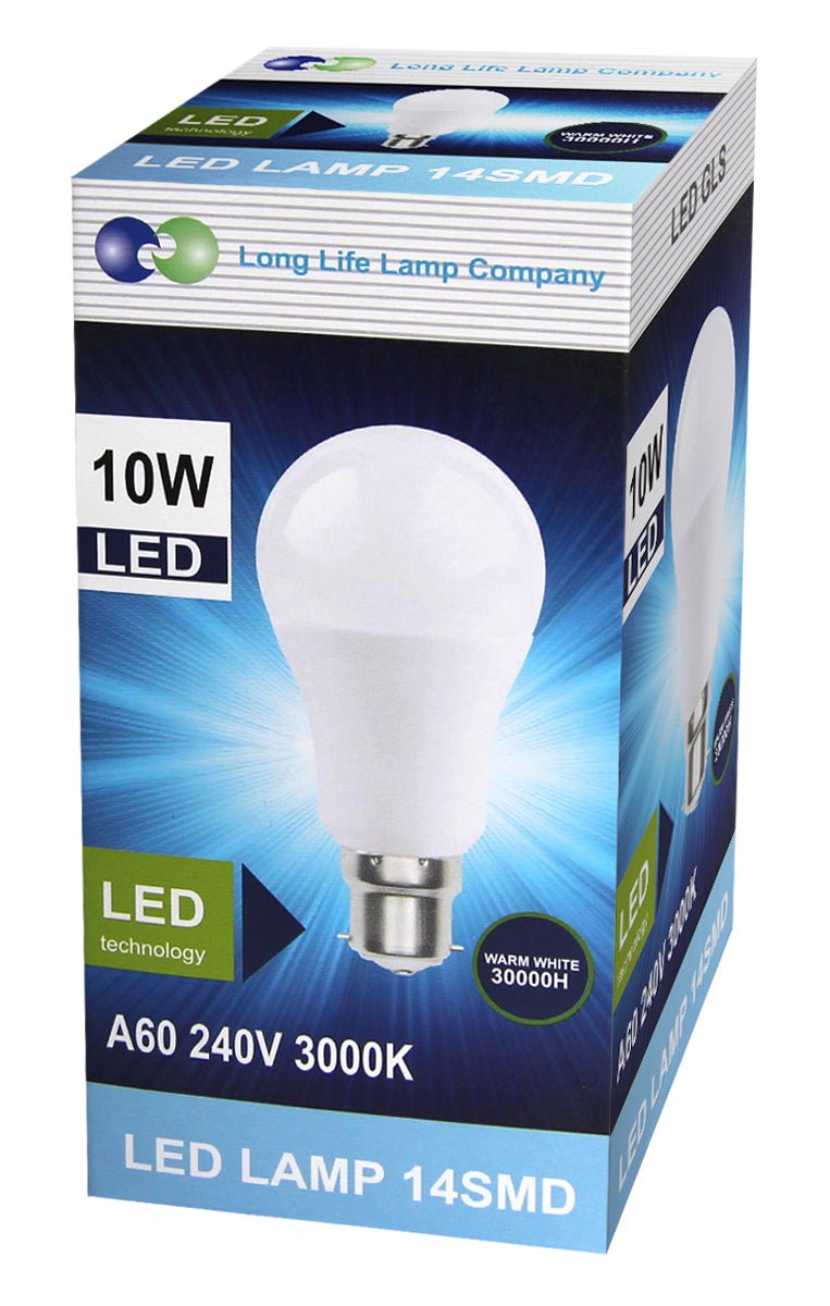 10w GLS LED Light Bulb B22 Bayonet Warm White A60 - Energy Light Bulbs - Free delivery on all orders