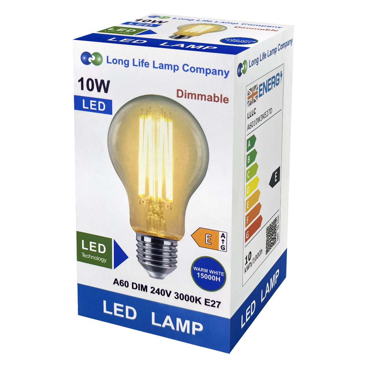 10W LED A60 Filament Light Bulb Dimmable 3000K E27 Clear Glass 3 or 5 or 10 PACK - Energy Light Bulbs - Free delivery on all orders