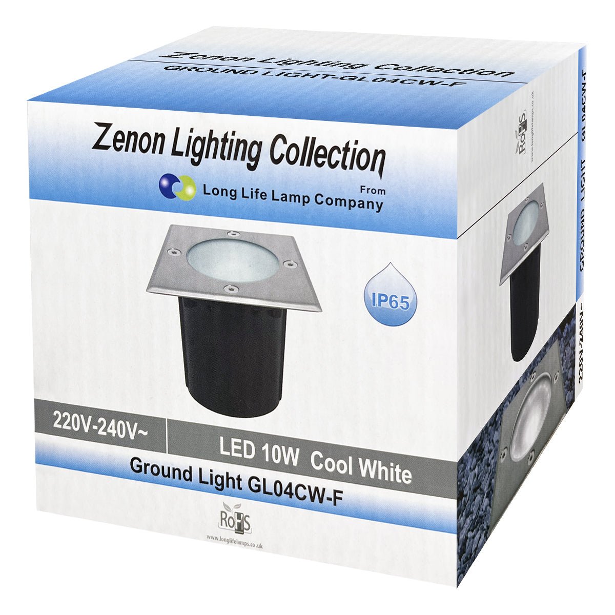 10w LED Outdoor Ground Walkover Light Square Cool White Brushed Chrome Finish - Energy Light Bulbs - Free delivery on all orders
