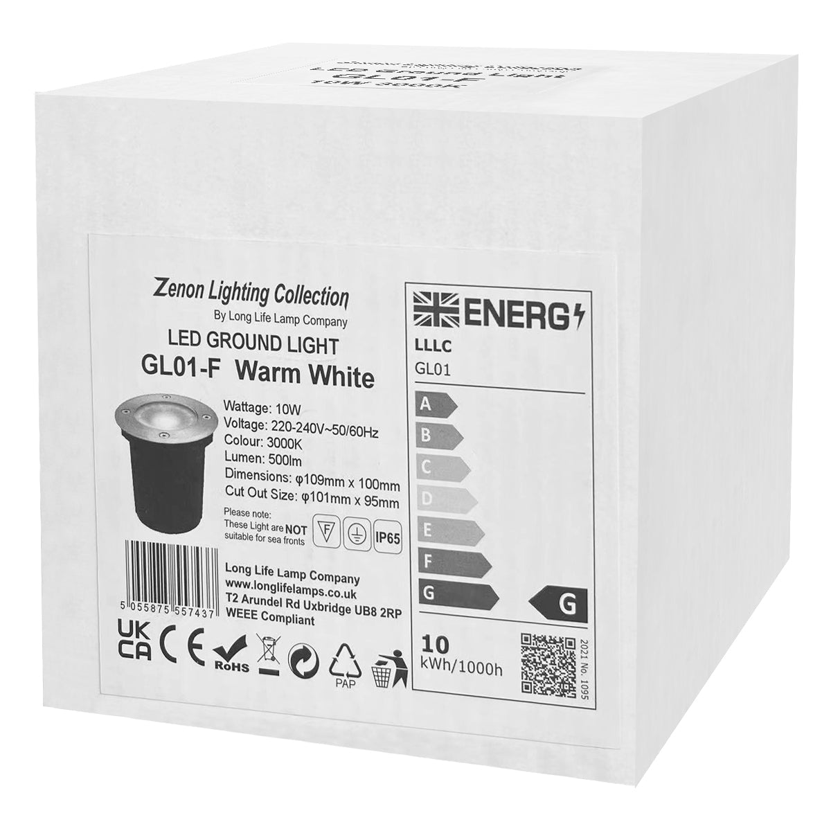 10w Outdoor Ground Walkover Light Round Warm White Brushed Chrome - Energy Light Bulbs - Free delivery on all orders