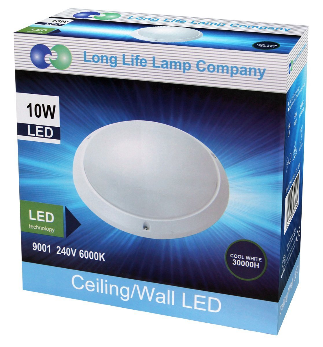10w Round LED Ceiling Light Flush Mount Bulkhead Light Fitting Cool White - Energy Light Bulbs - Free delivery on all orders