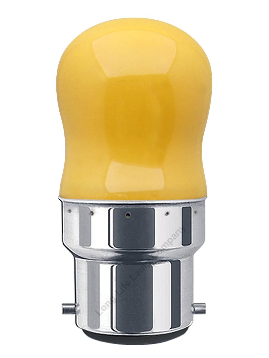 Compact Yellow 15W pygmy bulb with B22 or E14 fitting for decorative displays and compatible small light fittings