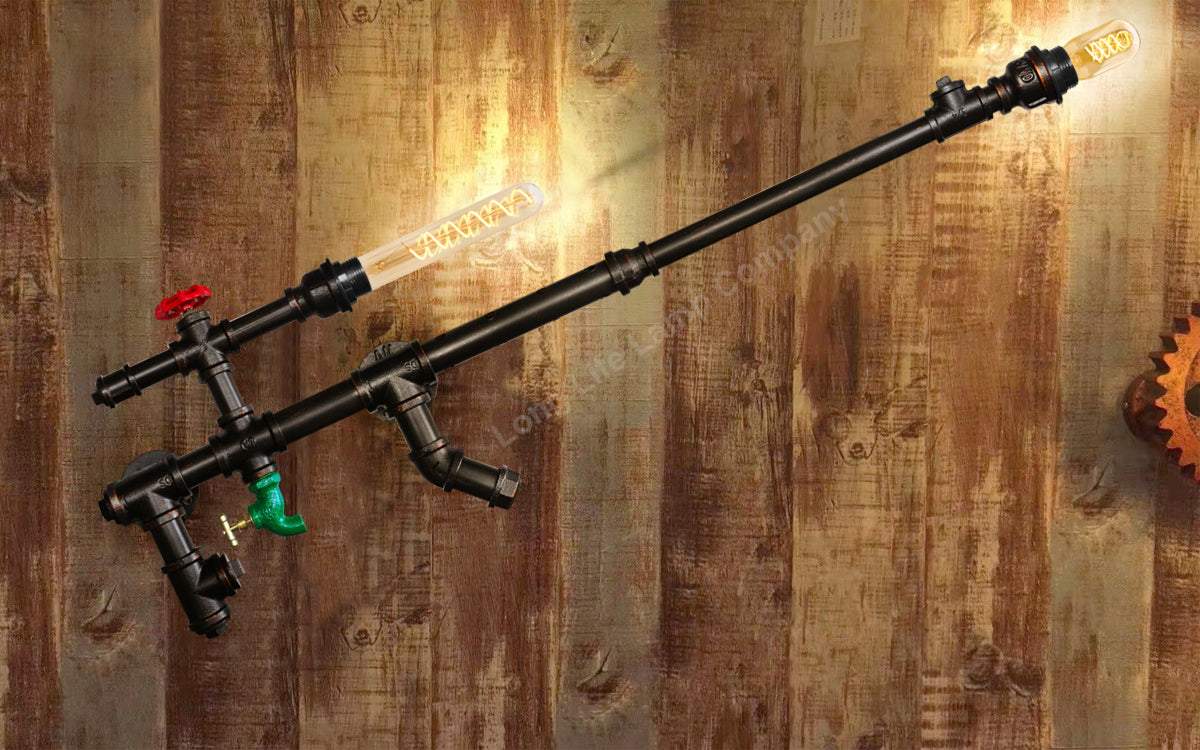 Steampunk Rifle Wall Light E27 LED 60W Industrial with 2w T30 & 4w T45