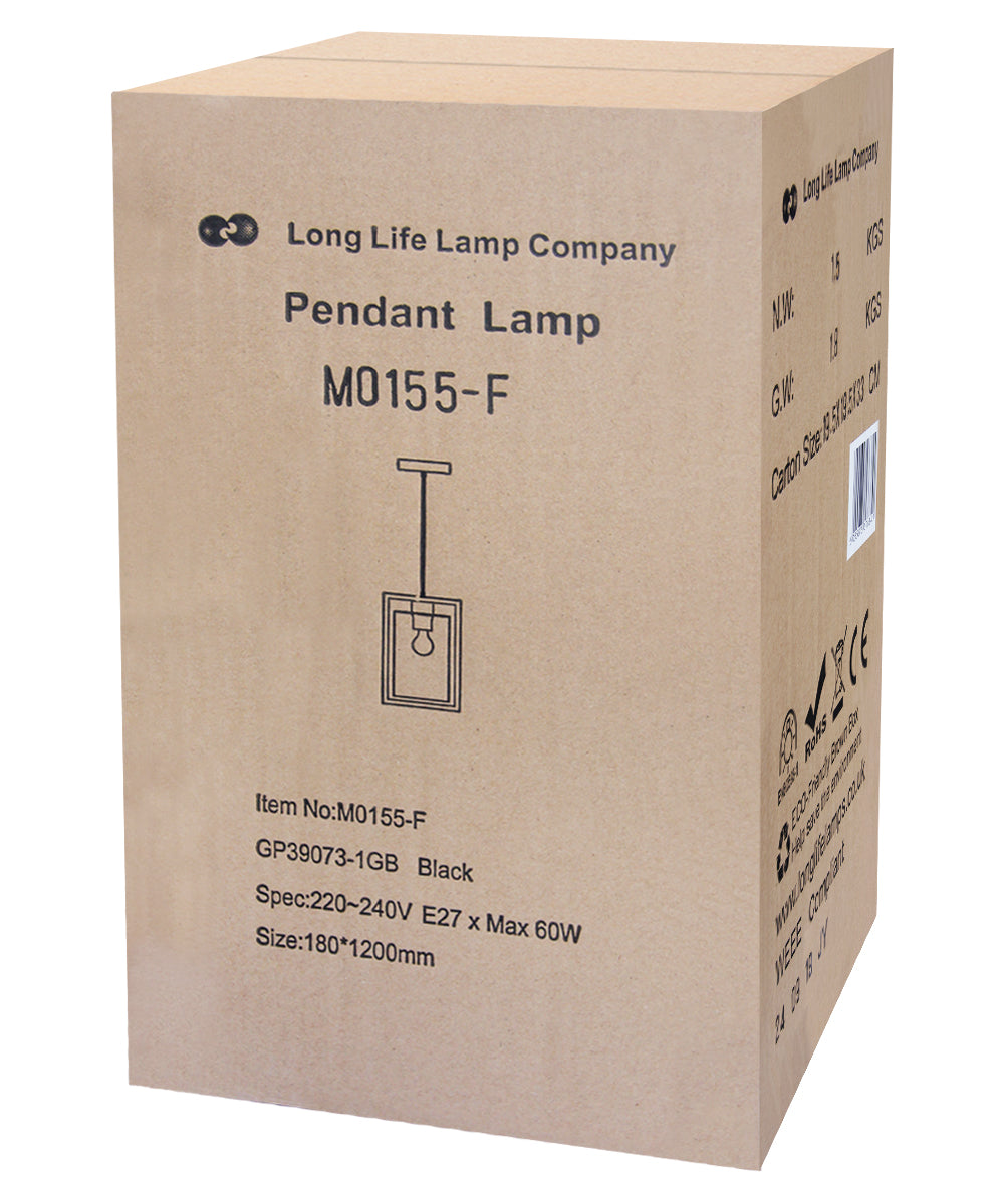 E27 Antique Brass Box Lantern Pendant Light 60W Clear Glass - Free delivery on all orders