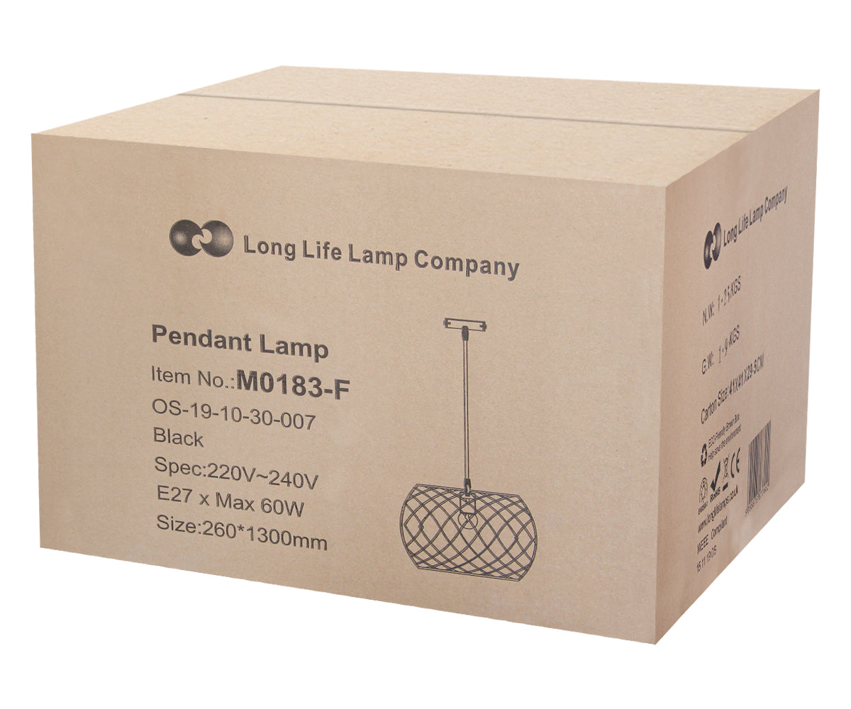 Black Cage Pendant Light E27 G95 LED Included Industrial - Free delivery on all orders