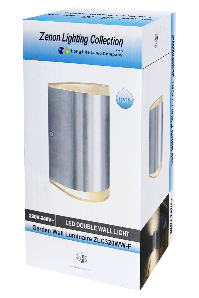 6W LED Outdoor Double Wall Light Warm White Stainless Steel IP54 - Free delivery on all orders