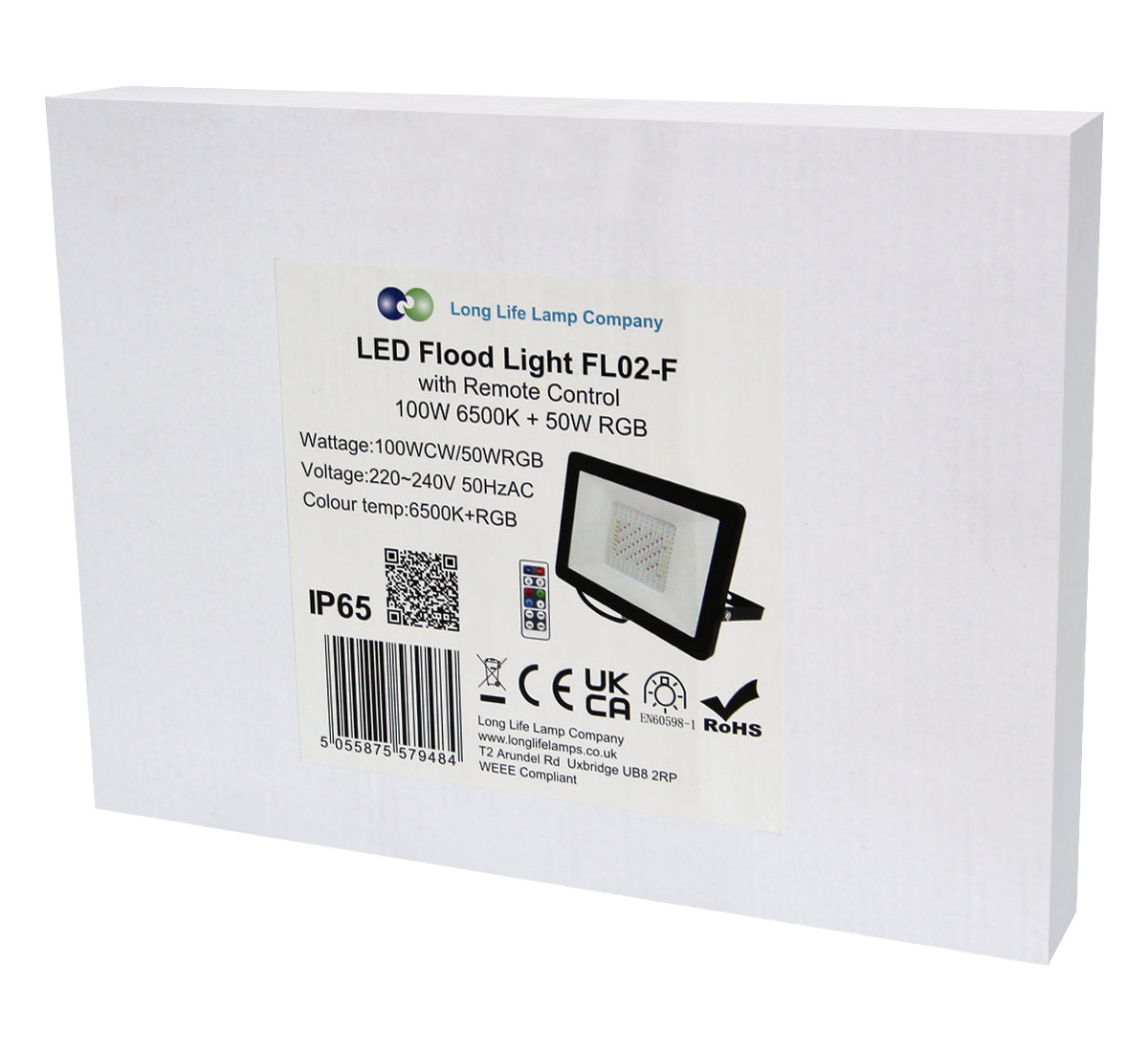 100W LED RGBW Floodlight Colour Changing Remote Control 240v IP65 - Free delivery on all orders