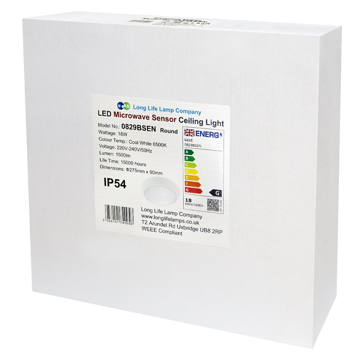 18w LED Flushlight Round Surface Mount with Microwave Sensor remote controlled - Free delivery on all orders