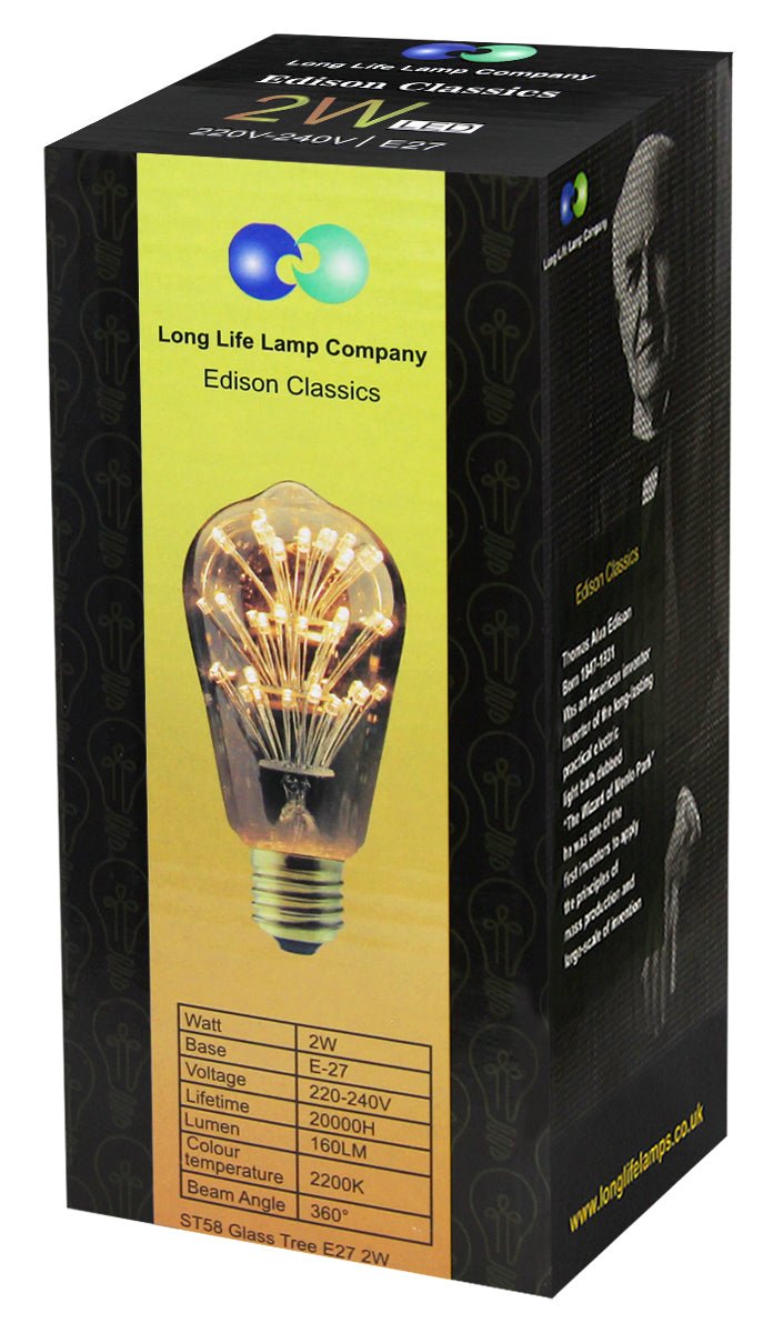 Warm White ST58 Vintage LED Squirrel Cage Bulb with E27 Edison Screw for Stylish Indoor Feature Lighting