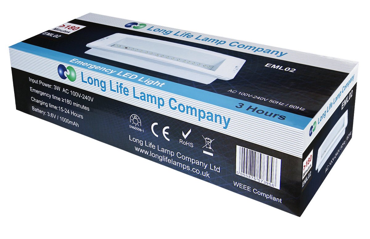 3w LED Emergency Light Non - Maintained/Maintained 180 Minutes with Green Legend Fire Exit EML02 - Energy Light Bulbs - Free delivery on all orders