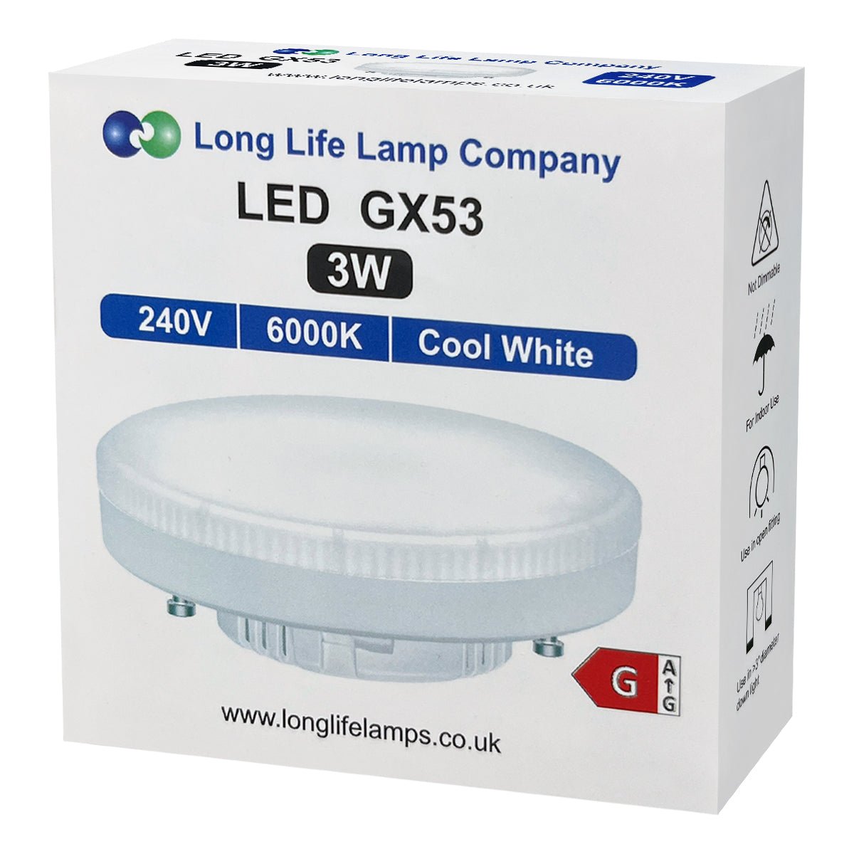 3w LED GX53 Cool White Light - Energy Light Bulbs - Free delivery on all orders