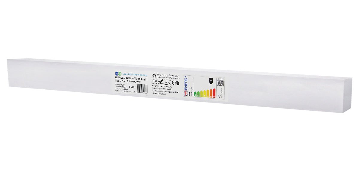 40w LED Batten Light 3ft Opal Integrated Tube Light Cool White 6500K Ceiling Fitting IP44 - Energy Light Bulbs - Free delivery on all orders
