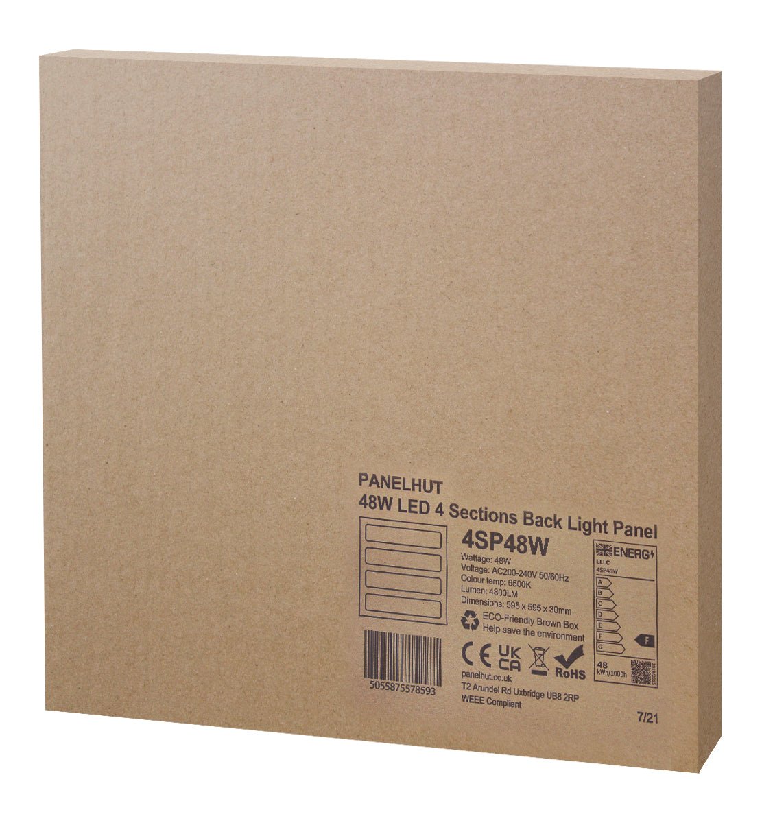48w LED Panel 600 x 600 Ceiling Light 6500k Recessed 4 Sections Back Light - Energy Light Bulbs - Free delivery on all orders