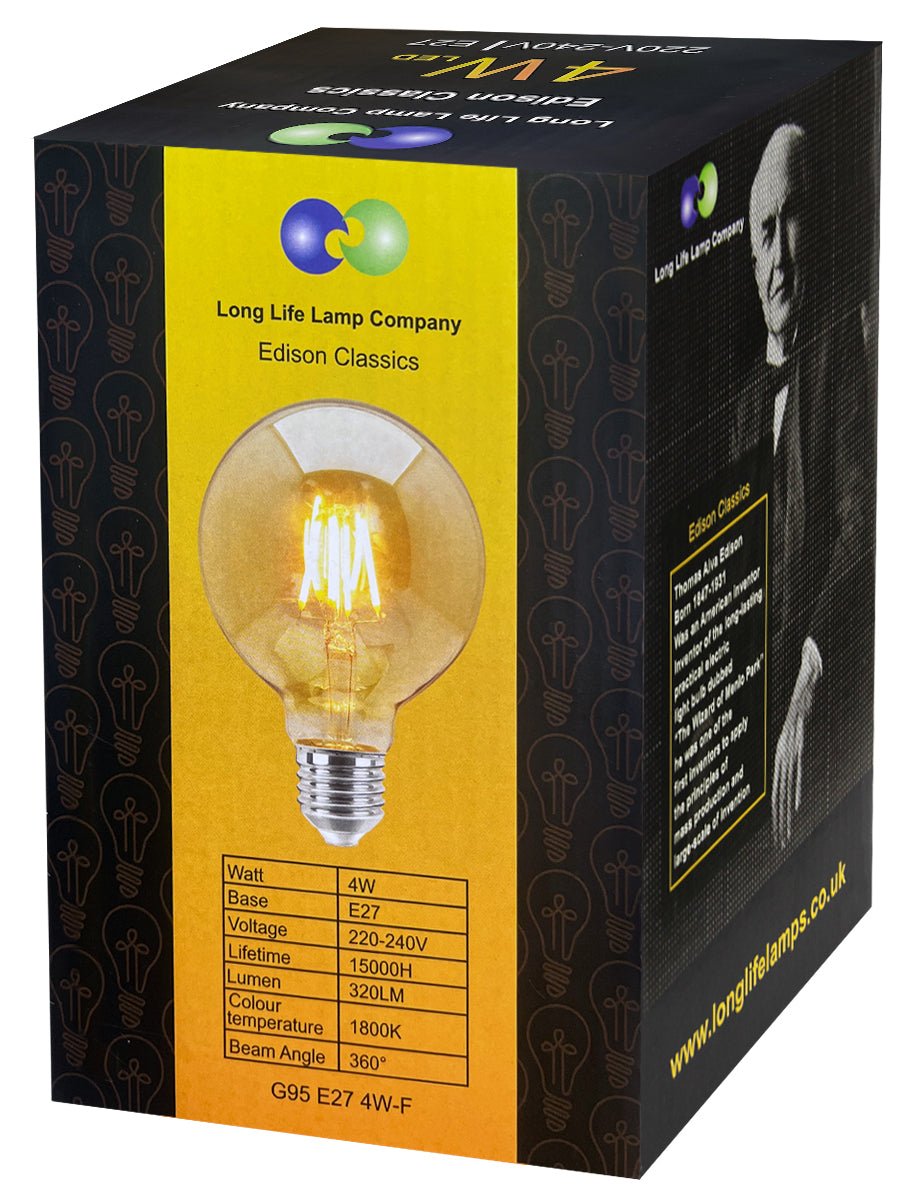 4w E27 LED Globe Decorative Light Bulb Smoked Gold G95 - Energy Light Bulbs - Free delivery on all orders