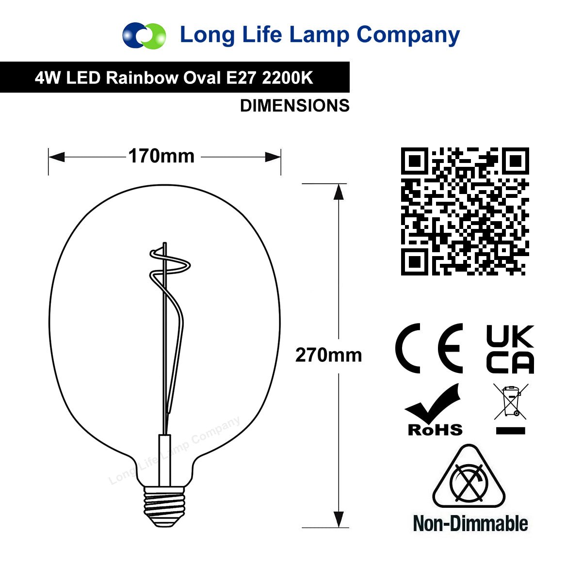 4w Flexible LED Rainbow Oval Glass Decorative Light Bulb Opal Metallic E27 - Energy Light Bulbs - Free delivery on all orders