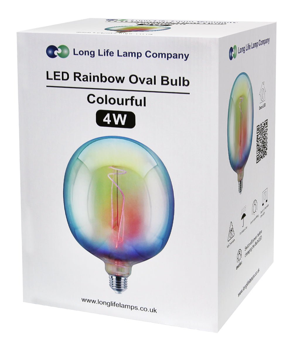 4w Flexible LED Rainbow Oval Glass Decorative Light Bulb Opal Metallic E27 - Energy Light Bulbs - Free delivery on all orders