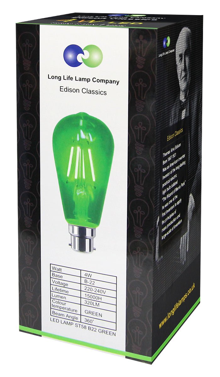 Premium ST58 B22 Green LED Vintage Light Bulb