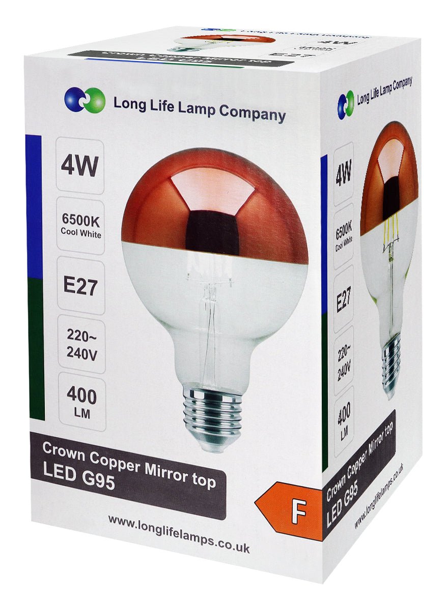 4W LED Crown Copper Light Bulb Mirror Top E27 Cool White 6500k - Energy Light Bulbs - Free delivery on all orders
