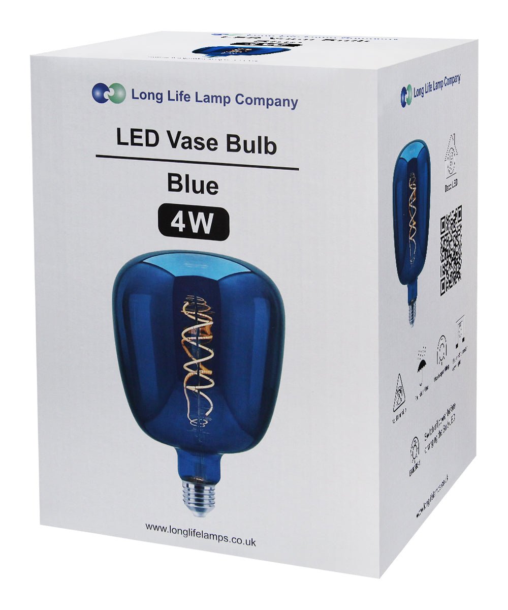 4w LED Decorative Blue Vase Light Bulb E27 Glass Body Coil Spiral Filament - Energy Light Bulbs - Free delivery on all orders