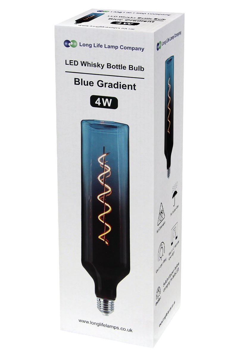 4W LED Decorative Light Bulb Whisky Bottle Blue Gradient Glass E27 Spiral Filament BLUEWHISKY - Energy Light Bulbs - Free delivery on all orders