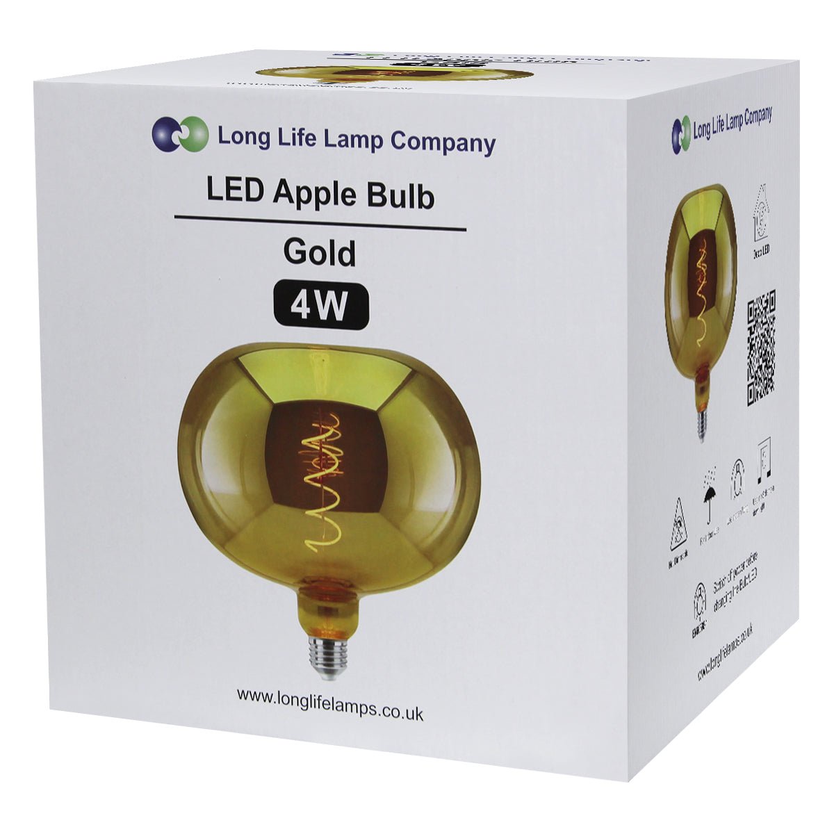 4w LED Decorative Metallic Glass Apple Gold Coil Filament Light Bulb E27 - Energy Light Bulbs - Free delivery on all orders