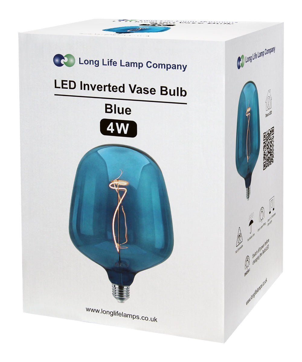 4w LED Glass Decorative Inverted Vase Filament Light Bulb Blue E27 2200K - Energy Light Bulbs - Free delivery on all orders