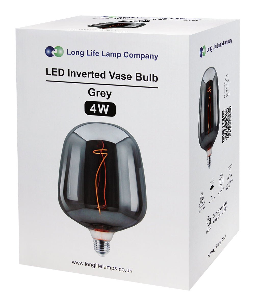 4w LED Glass Decorative Inverted Vase Filament Light Bulb Grey E27 1800K - Energy Light Bulbs - Free delivery on all orders