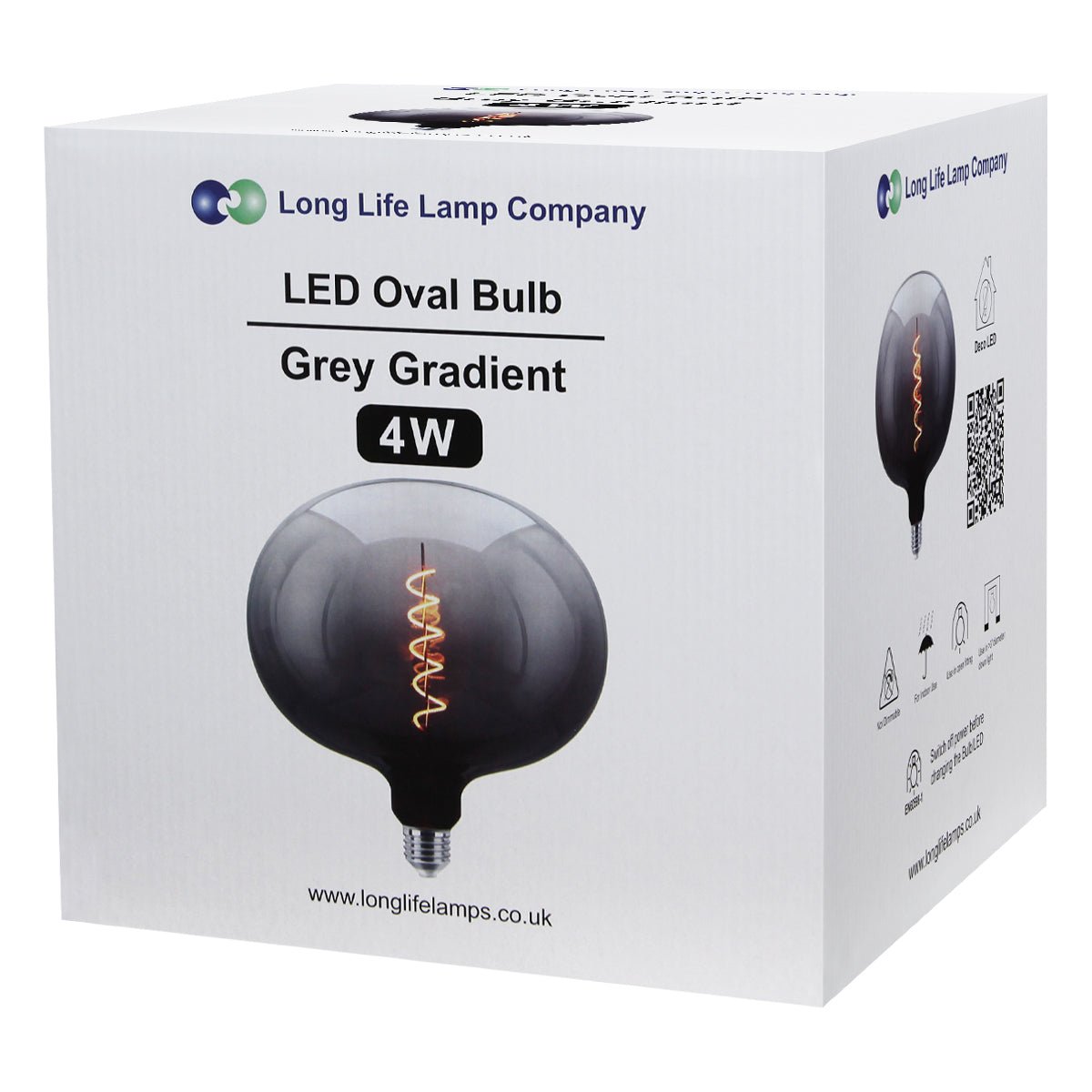 4w LED Glass Oval Smoked Grey Gradient Light Bulb Coil Spiral Filament Globe E27 1800K - Energy Light Bulbs - Free delivery on all orders