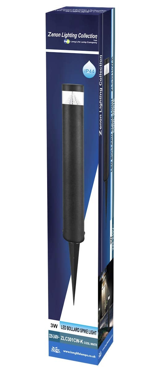 3w Black LED Bollard Post Ground Spike Light Cool White - Free delivery on all orders