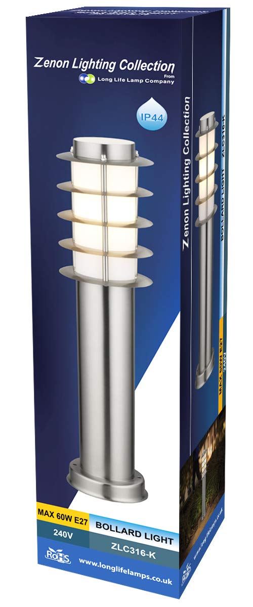 Modern Outdoor Bollard Light Stainless Steel Opaque Diffuser - Energy Light Bulbs - Free delivery on all orders