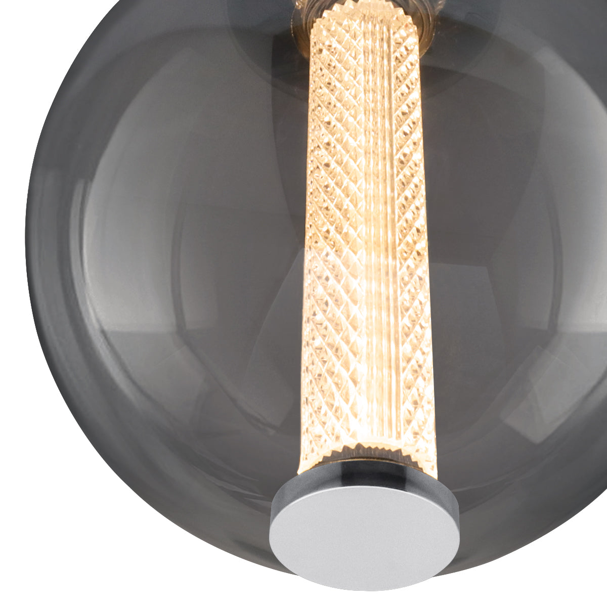 LED Globe Ceiling Pendant Light Smoked Grey Glass Lamp Shade Chrome Holder
