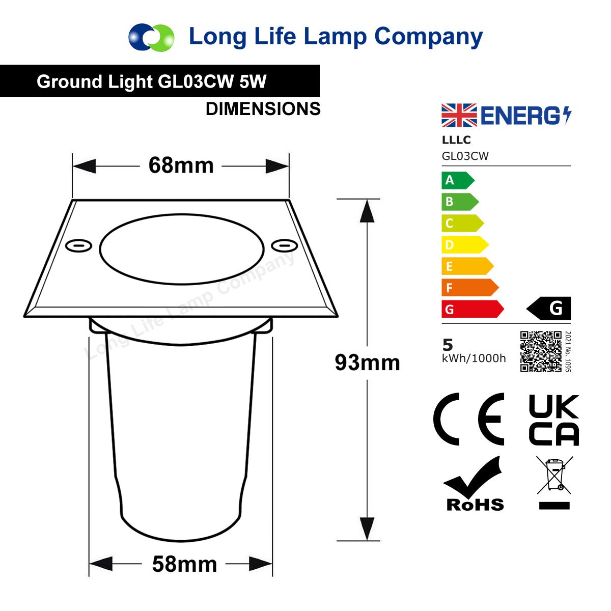 5w LED Outdoor Ground Walkover Light Square Cool White Brushed Chrome Finish - Energy Light Bulbs - Free delivery on all orders