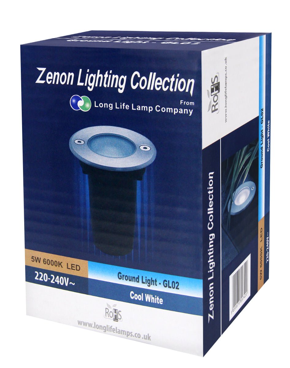 5w Outdoor Ground Walkover Light Round Cool White Brushed Chrome - Energy Light Bulbs - Free delivery on all orders