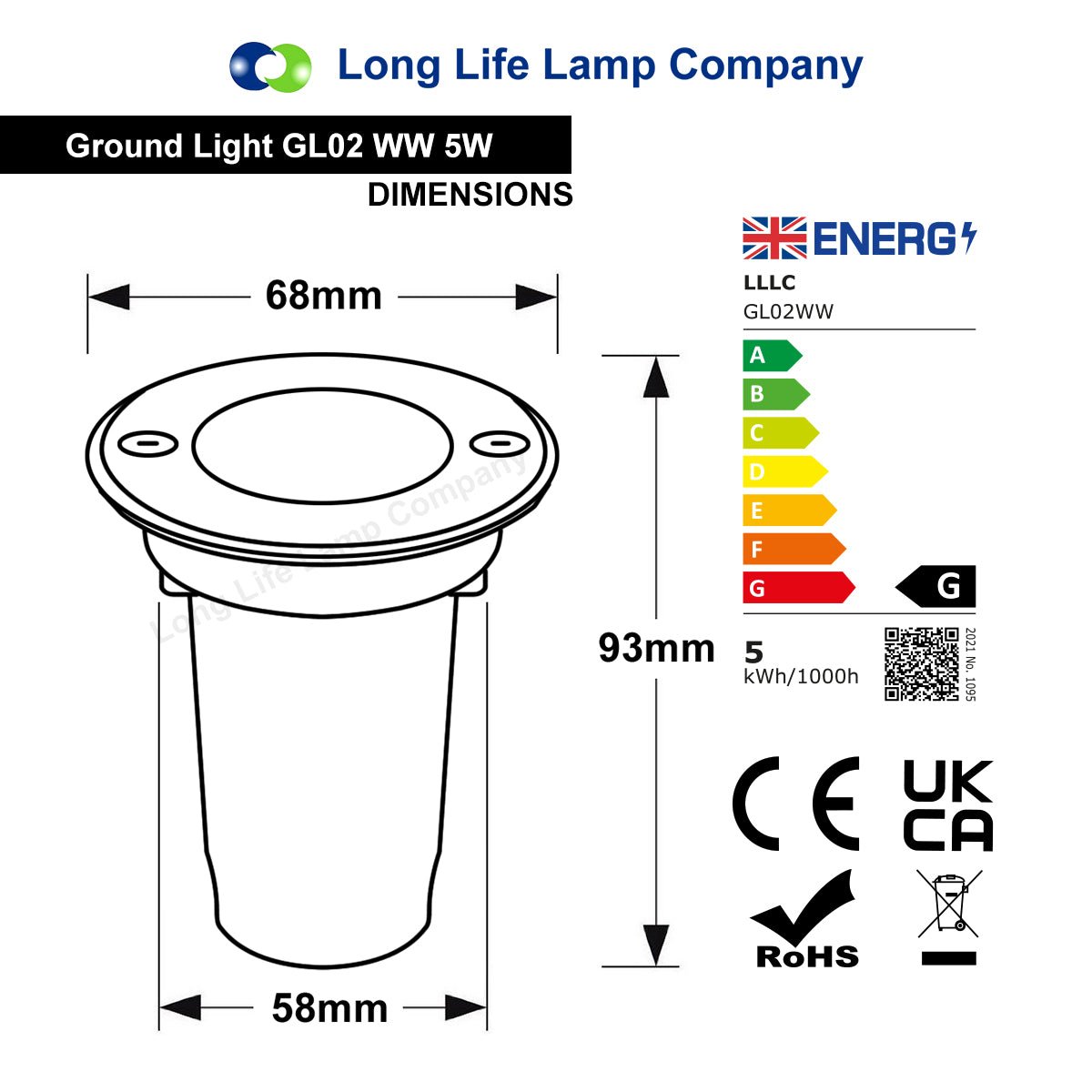 5w Outdoor Ground Walkover Light Round Warm White Brushed Chrome - Energy Light Bulbs - Free delivery on all orders