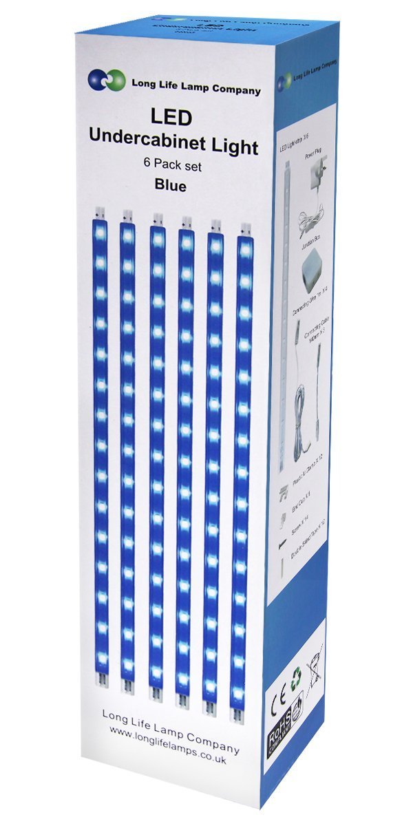6 x 30cm Plug In LED Blue Under Kitchen Cupboard Cabinet Strip Lights - Energy Light Bulbs - Free delivery on all orders