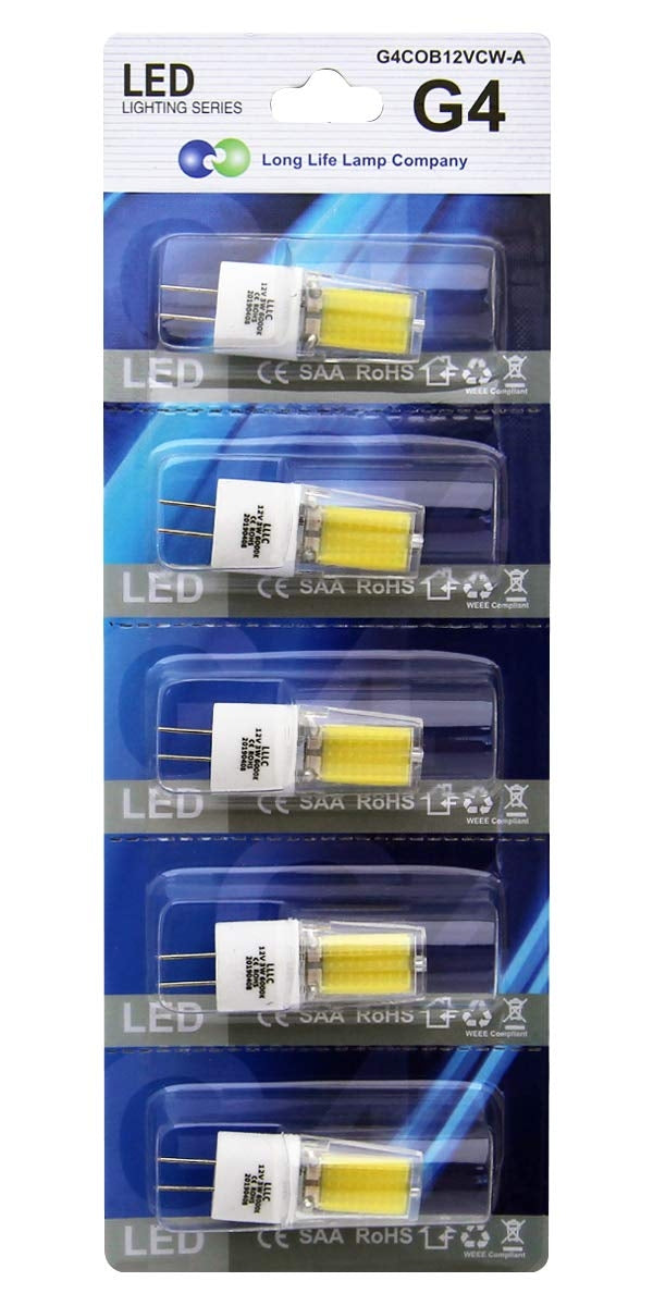 5 Pack G4 LED Bulbs 3W 12V Cool White 30W Halogen Equivalent - Free delivery on all orders