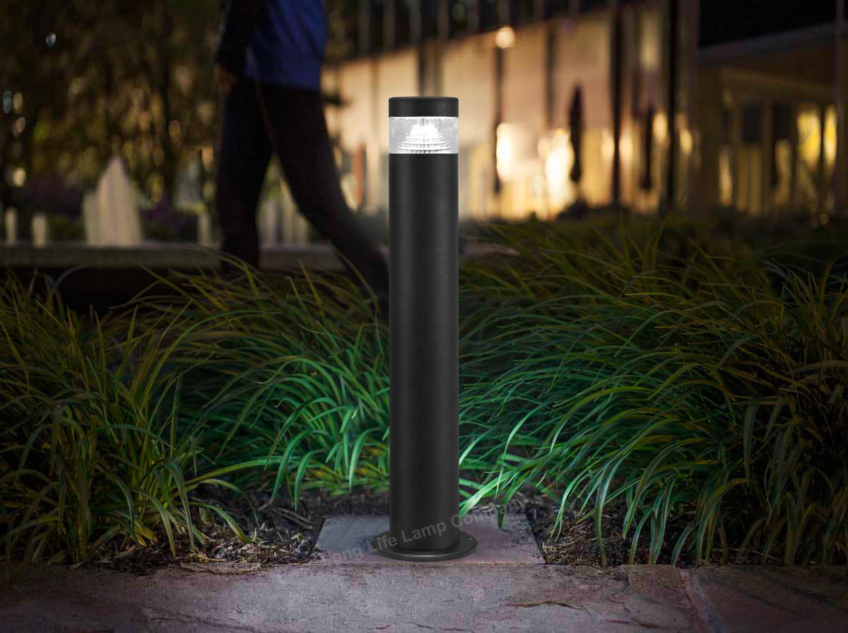 3w Modern Outdoor LED Cool White Bollard Light Stainless Steel Black Finish - Free delivery on all orders