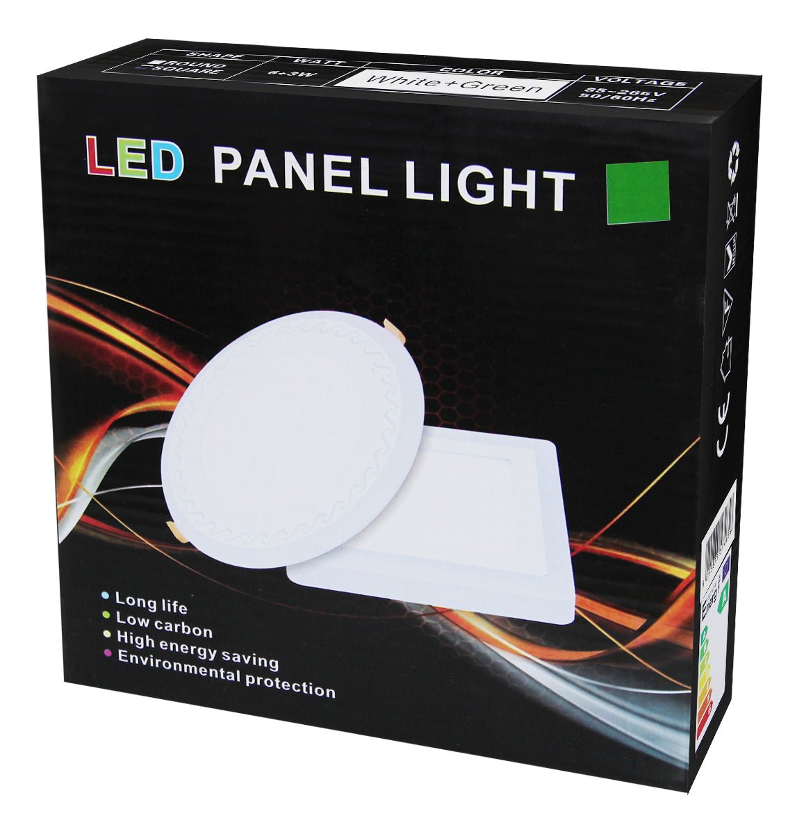 6w + 3w Square LED Ceiling Light Recessed Panel Dual Colour Cool White/Green - Energy Light Bulbs - Free delivery on all orders
