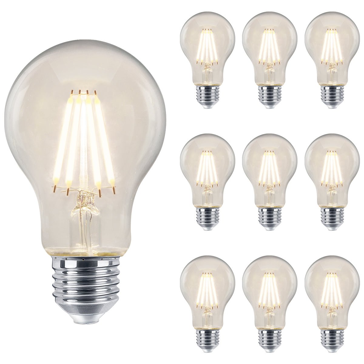 6W LED Filament A60 Light Bulb 4000k E27 Clear Glass 2 or 4 or 6 or 10 Pack - Energy Light Bulbs - Free delivery on all orders