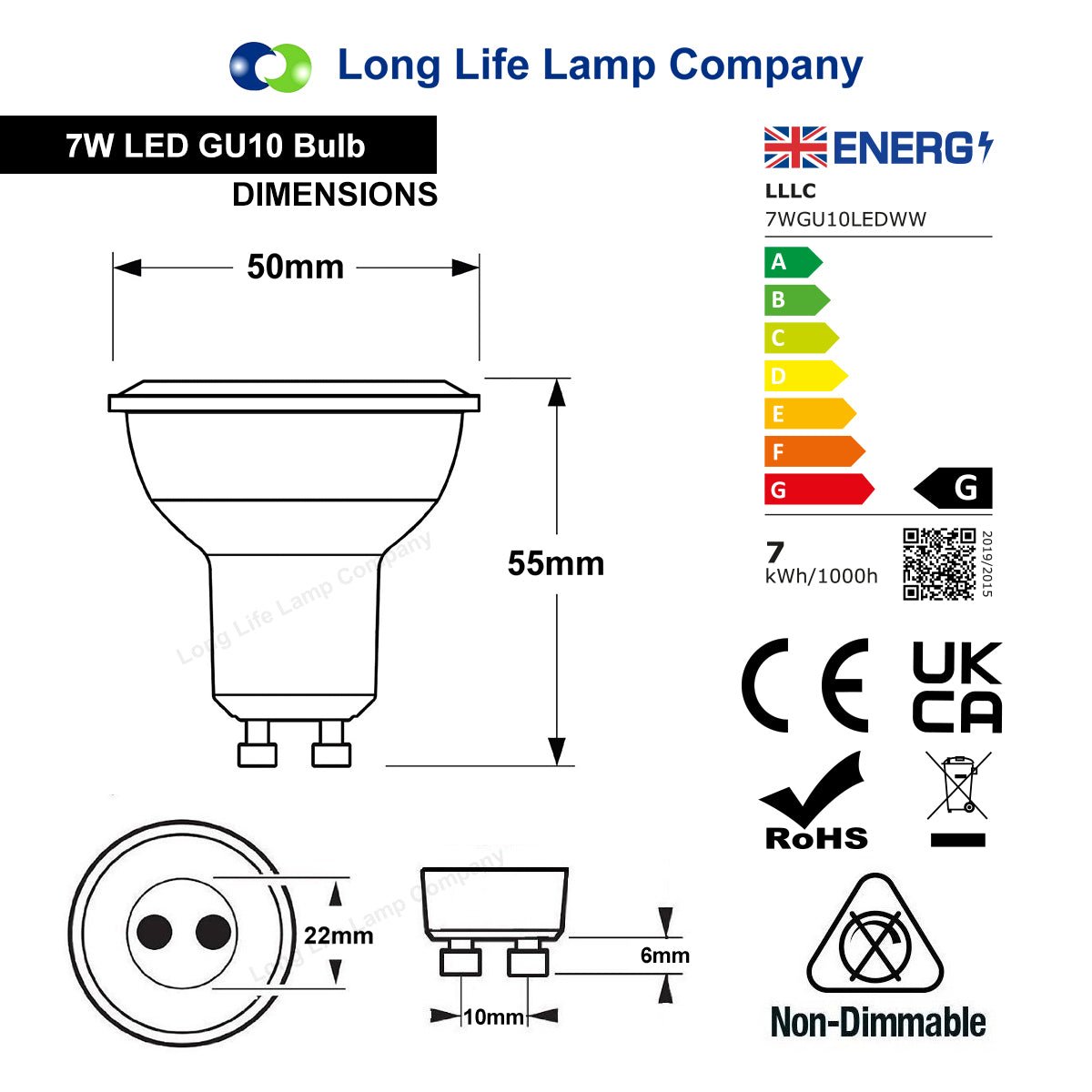 7w LED GU10 replacement 65w Halogen warm white old - Energy Light Bulbs - Free delivery on all orders