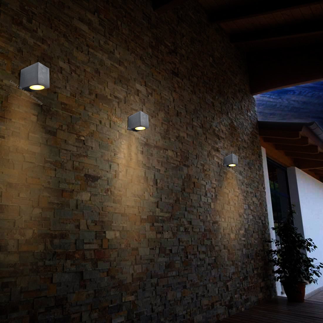 Aluminium Finely Finished Mini Cube Single Outdoor Wall Light Fixture GU10 - Energy Light Bulbs - Free delivery on all orders