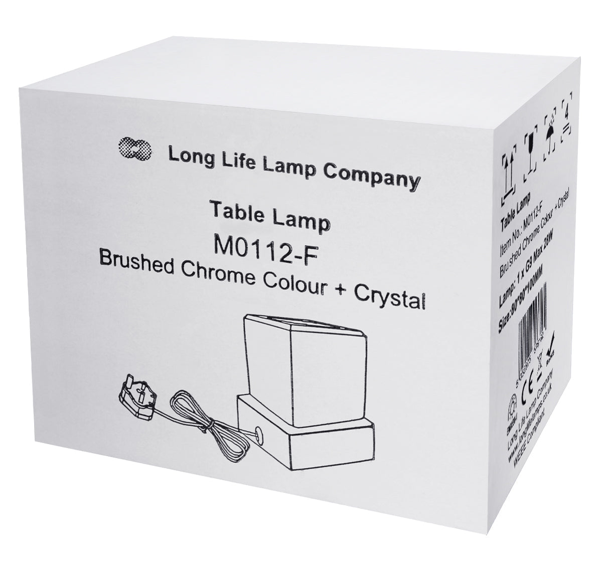 Ambient Glass Ice Cube Touch Dimmable Table Lamp Chrome Brush Satin Base with G9 Bulb - Energy Light Bulbs - Free delivery on all orders