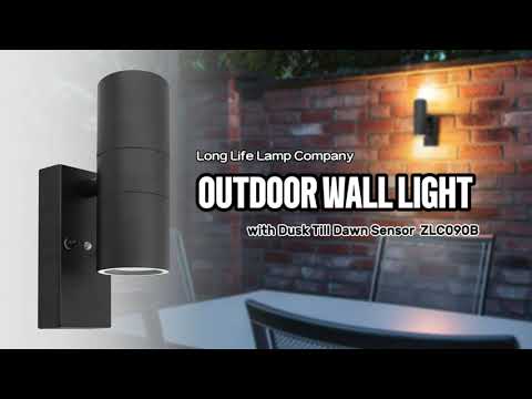 Black Outdoor Up Down Wall Light Dusk Till Dawn Sensor Stainless Steel IP65 - Energy Light Bulbs - Free delivery on all orders