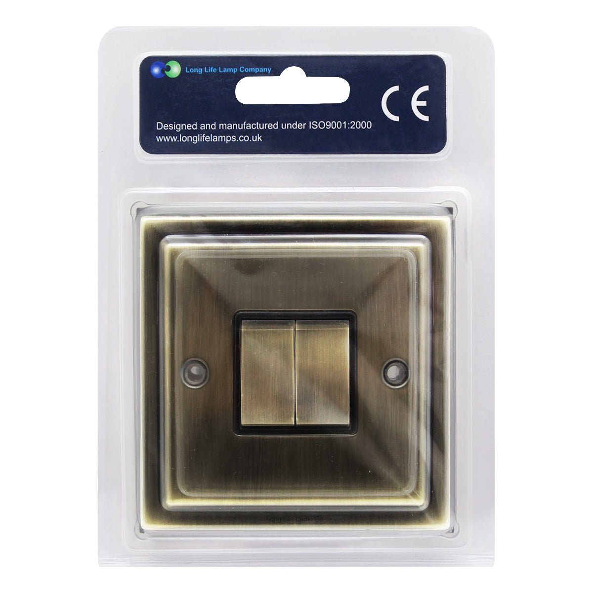 Brush Antique Brass Double Light Switch 2 gang 2 way 10amp - Energy Light Bulbs - Free delivery on all orders