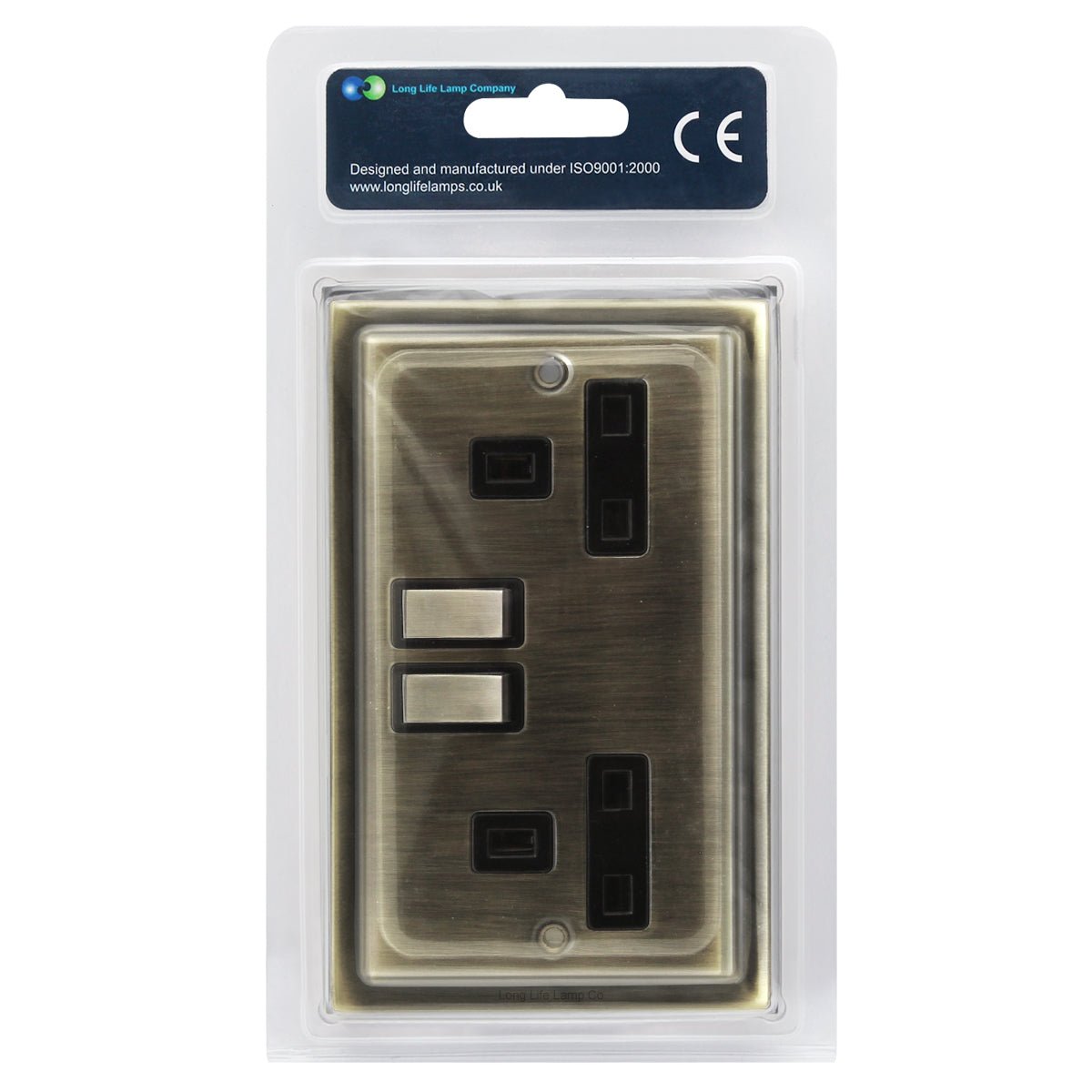 Brush Antique Brass Double Switch Socket 13amp Single Pole - Energy Light Bulbs - Free delivery on all orders