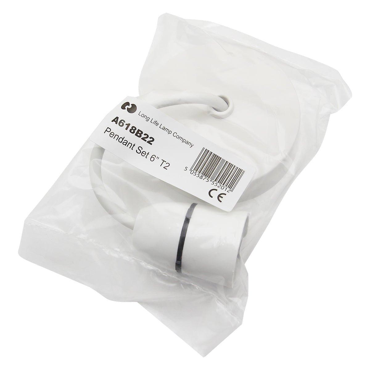White B22 ceiling pendant lamp holder with adjustable drop for utility rooms bedrooms and general home lighting