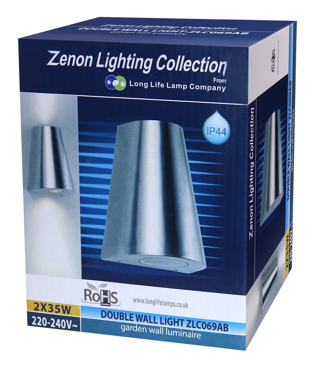Cone Shape Up Down Outdoor Wall Light Stainless Steel Finish Exterior Double Downlighter - Energy Light Bulbs - Free delivery on all orders