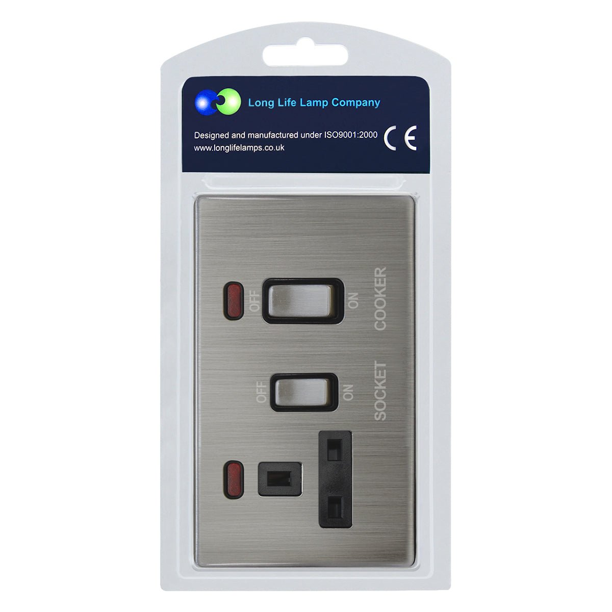 Cooker Switch 45AMP & 13AMP Plug Socket Brush Chrome - Energy Light Bulbs - Free delivery on all orders